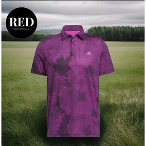 Adidas Golf Flower Mesh Short Sleeve Polo Shirt - Fuchsia/Black - Men's Size XL